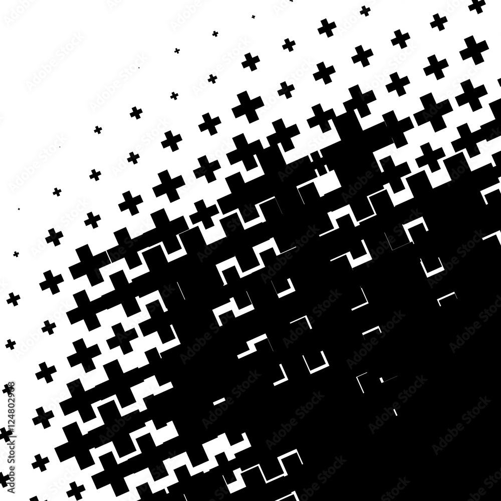 Poster Halftone pattern made of crosses. Monochrome halftone pattern /