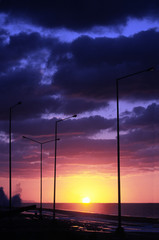 sunset lamp posts