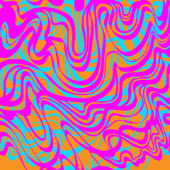 Abstract blue, orange and pink moire acid vector pattern.