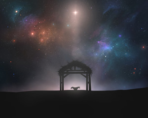 Obraz premium Empty manger under night sky