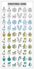 icons christmas vector color black blue Yellow green on white ba
