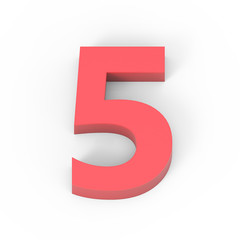 Light matte red number 5