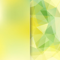 Geometric pattern, polygon triangles vector background in yellow and green tones. Blur background with glass. Illustration pattern