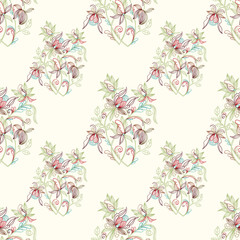 Sketch zentangle vector seamless floral pattern