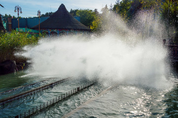 Water ride with many splash