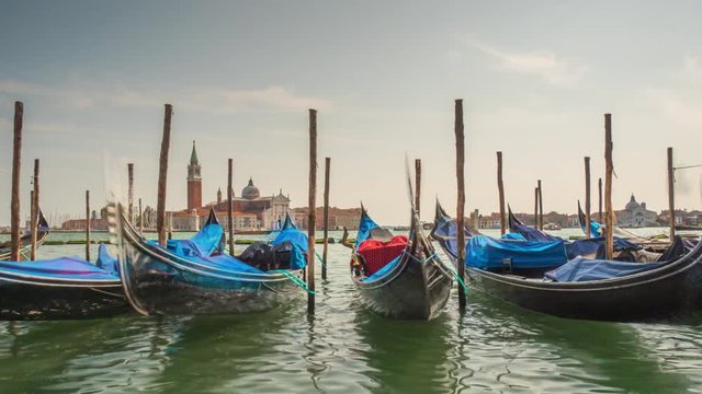 summer day palazzo ducale church of san giorgio maggiore gandola bay panorama 4k time lapse italy

