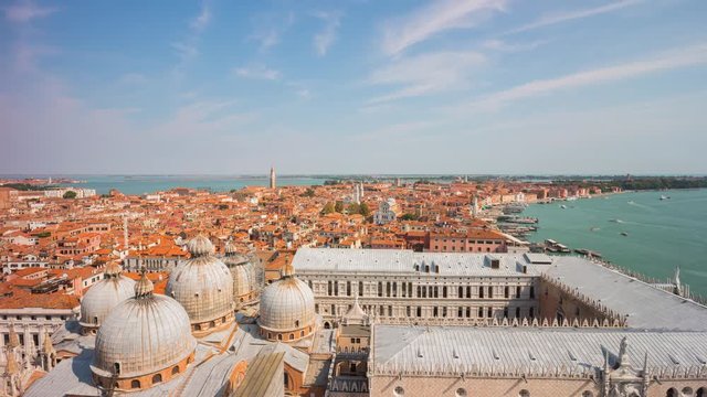 day venice most famous san marko campanile basilica view point city bay panorama 4k time lapse italy
