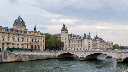 Fototapeta na wymiar Seine river and bridge in Paris