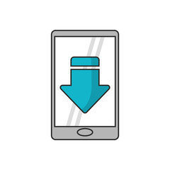 Download arrow inside smartphone icon. Digital web application and technology theme. Isolated design. Vector illustration