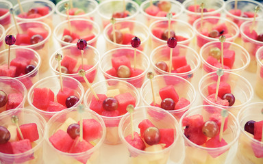 Cup of fruits salad in wedding day