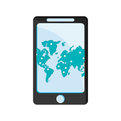 Map inside smartphone icon. travel trip vacation and tourism theme. Isolated design. Vector illustration