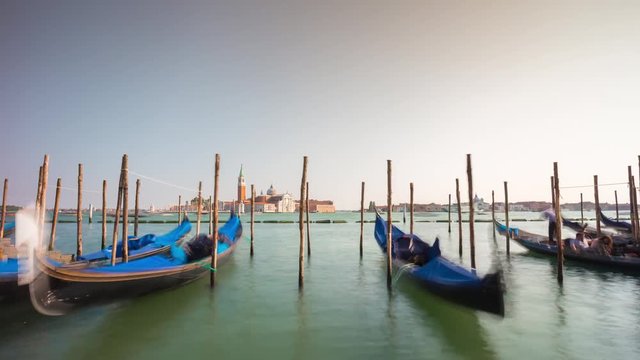 summer day palazzo ducale bay gandola parking famous panorama 4k time lapse italy
