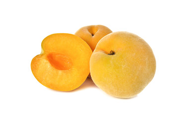 closeup ripe peach on white background
