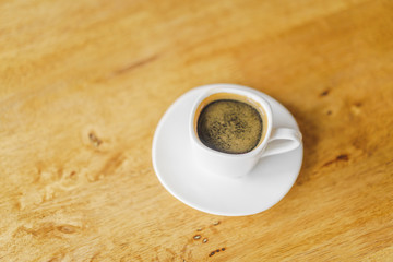 Espresso Coffee cup on wood table
