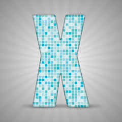 Alphabet. Blue tile figure, letter and sing.