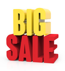 3d rendering of yellow and red big sale