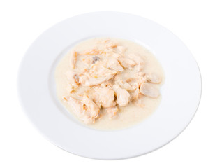 Roast chicken fillet with mushrooms.