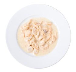 Roast chicken fillet with mushrooms.