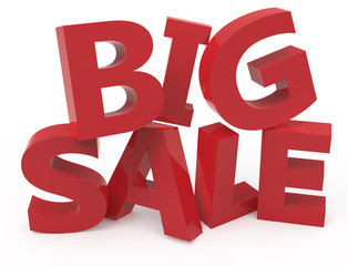 3d rendering of red big sale