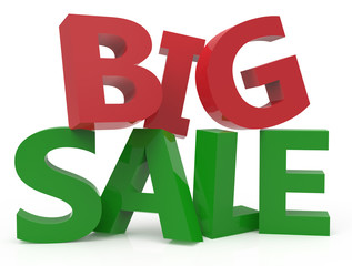 3d rendering of green and red big sale