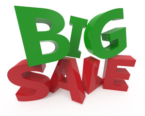 3d rendering of green and red big sale