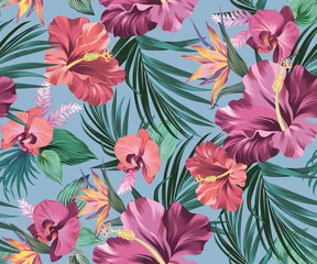 Selbstklebende Fototapeten hibiscus vector pattern © rosapompelmo