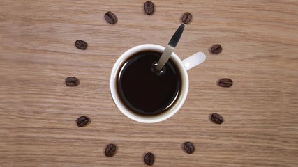 Coffee Time - Cup of coffee and clock of coffee beans,seamless loop animation