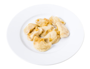 Ukrainian dumplings vareniki with mashed potatoes.