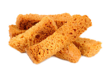 Rusks croutons of bread isolated on white background