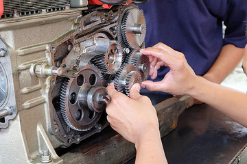 Composite machine gear. industry background gear wheels
