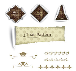 Thai art pattern on white background, sticker style, thai patter