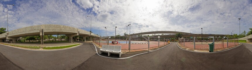 Fototapeta na wymiar Panorama of street sport park
