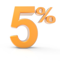 3d rendering of a 5% symbol