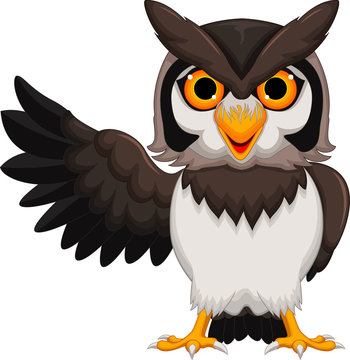 Cute owl cartoon posing