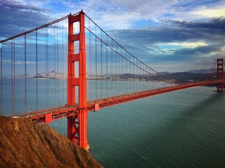 sunset over Golden Gate Bridge in San Francisco California