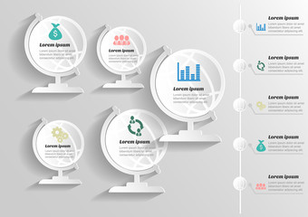 Infographic banners Templates.Vector rotating the globe  design