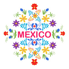 Mexico flowers, pattern and elements. Traditional Mexican orname