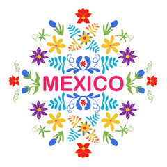 Mexico flowers, pattern and elements. Traditional Mexican orname