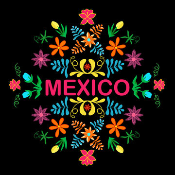 Mexico flowers, pattern and elements. Vector.