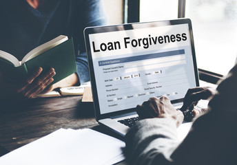 Loan Forgiveness Debt Filling Application Concept - obrazy, fototapety, plakaty