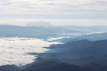 Fototapeta na wymiar Sea Of Mist With Doi Luang Chiang Dao, View Form Doi Dam in Wian