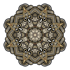 Ornament color card with mandala. Vintage decorative elements. Hand drawn background. Logo.