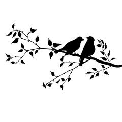 birds at tree silhouettes