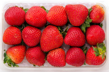 strawberry in plastic box of packaging