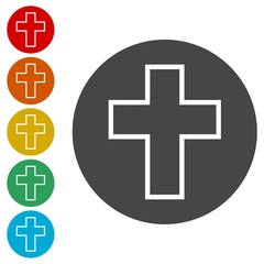 Religion cross icon in circle