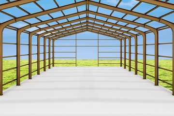 Steel skeleton of a hall