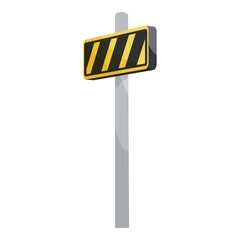 Road sign yellow and black stripes icon. Cartoon illustration of road sign yellow and black stripes vector icon for web