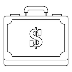 Briefcase full of money icon. Outline illustration of briefcase full of money vector icon for web