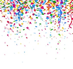 colorful confetti on white background