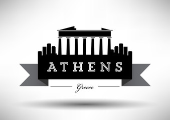 Vector Graphic Design of Athens City Skyline